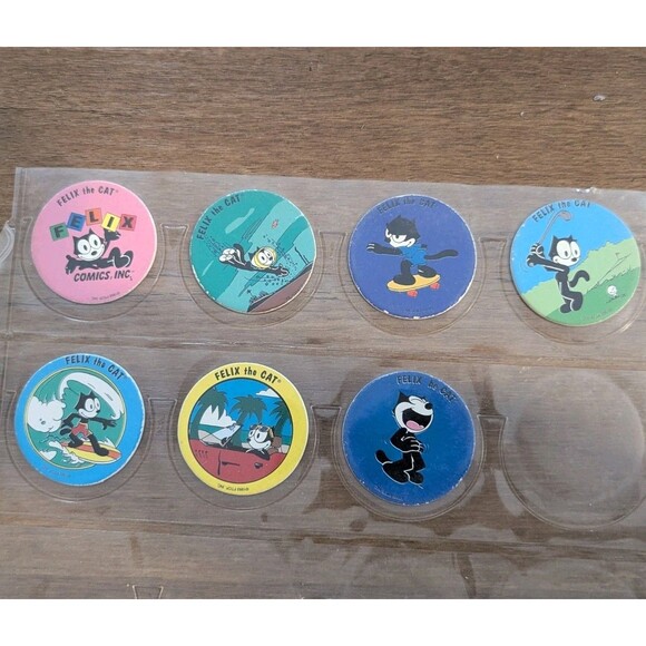 Vintage 1993 Felix the Cat Set Of 7 Pog Slammers Pogs Milk Caps - Picture 1 of 4
